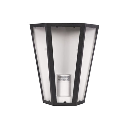 Modern Lantern Trapezium Cuboid Wall Lamp Upward Base Matt Black&White Clear Glass E27