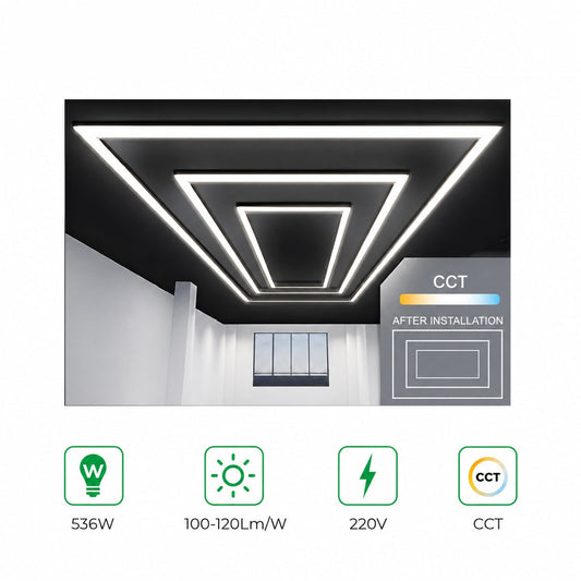 536W Designer Ceiling Light, 3-Rectangle, CCT Switchable – Ener-J