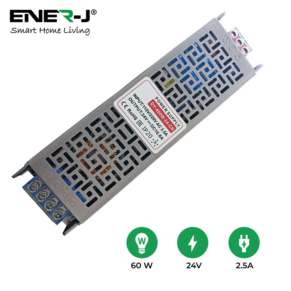 24V 2.5A 60W Slim SMPS Metal Driver, IP20