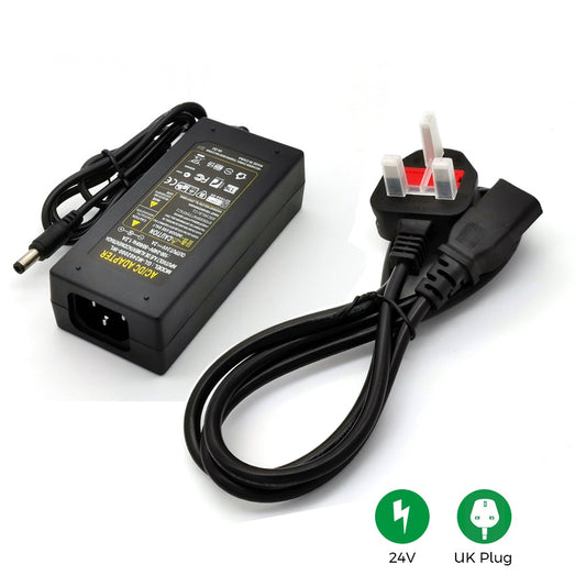 48W Plastic Power Adapter, 24V 2A, UK Plug – Ener-J