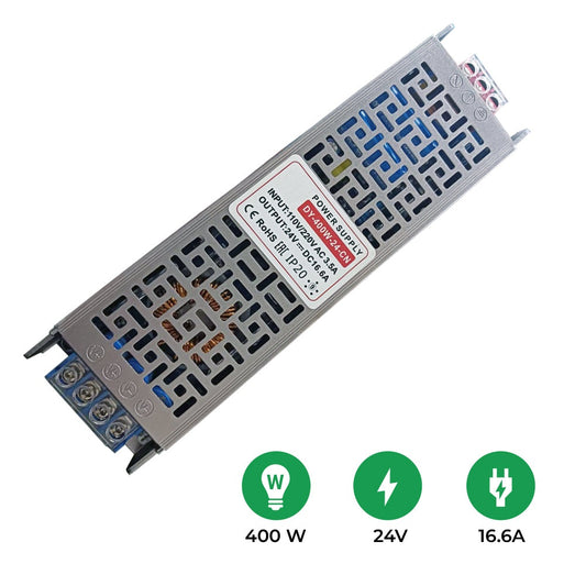 24V 16.6A 400W Slim SMPS Metal Driver, IP20 – Ener-J