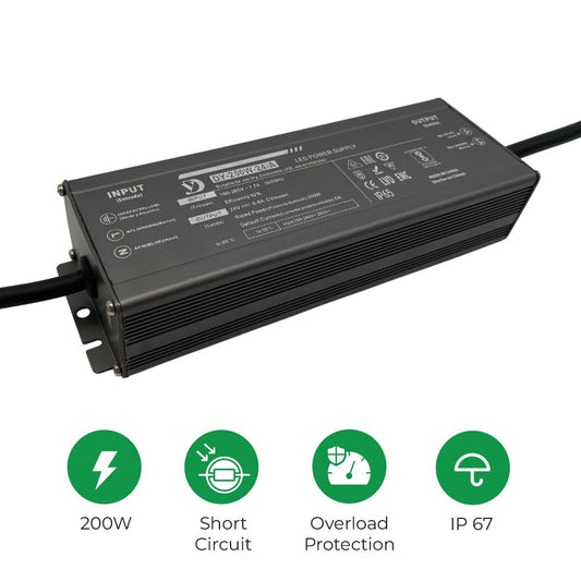 200W 24V 8.3A Waterproof IP65 LED Driver – Ener-J