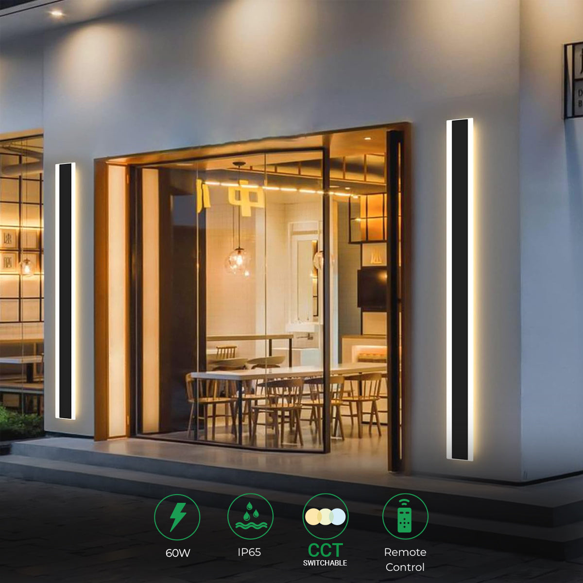 Ener-J 120 x 8 cms size Outdoor Acrylic Wall Lights, 60W Waterproof IP65 CCT Changing & Dimming through remote