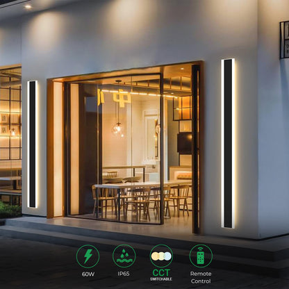 Ener-J 120 x 8 cms size Outdoor Acrylic Wall Lights, 60W Waterproof IP65 CCT Changing & Dimming through remote