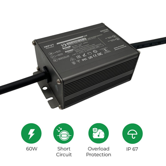 60W 24V 2.5A Waterproof IP65 LED Driver – Ener-J