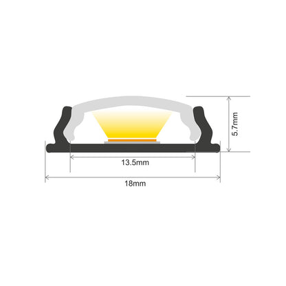 Aluminium Bendable LED Strip Profile 2m Frosted Surface Mount