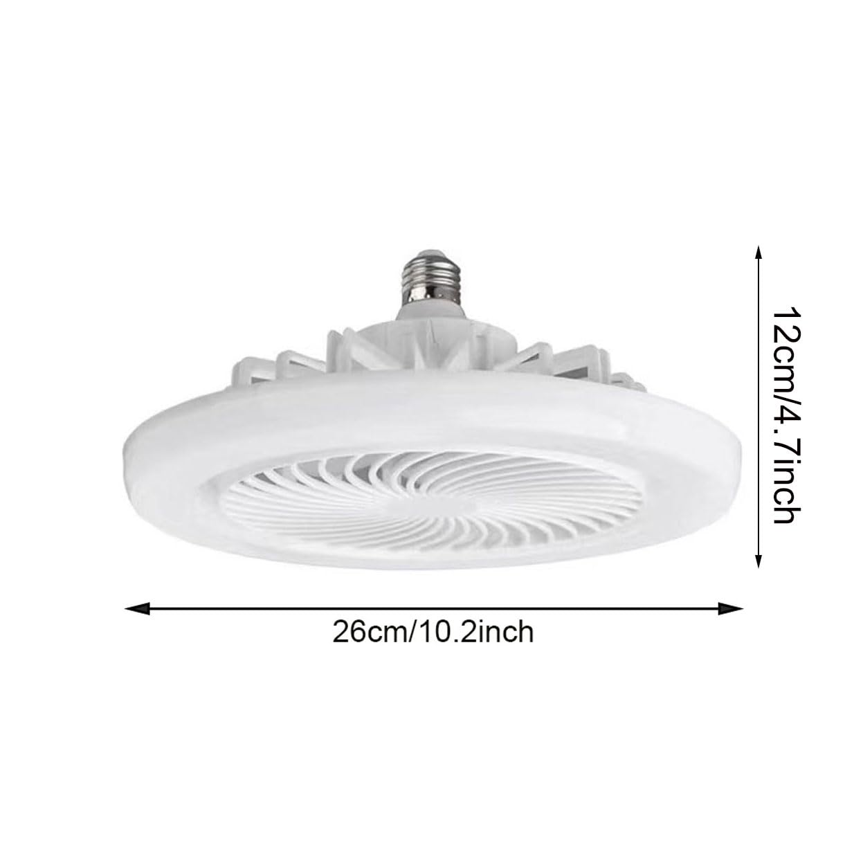 LED Ceiling Fan Light E27 Bulb Fixture with Remote, 3 Speeds & 3 Colour Temperatures - White Fixed Head