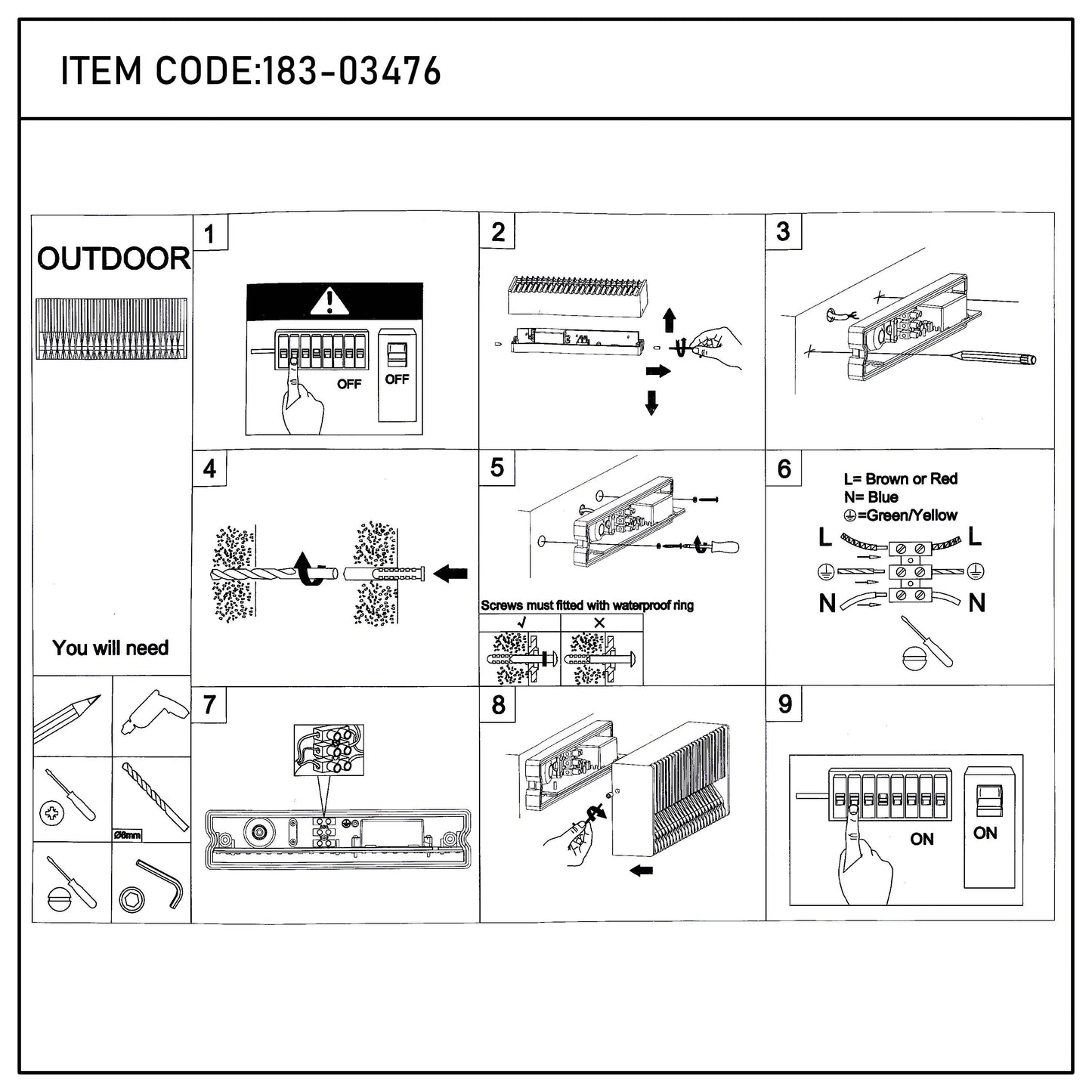 Rectangular Outdoor Wall Light IP65