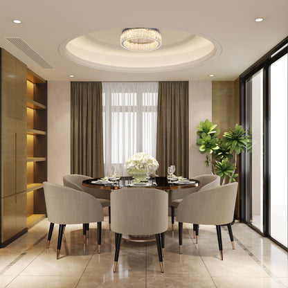 Ring Crystal Chrome Flush Ceiling Chandelier Light with Remote Control 3 Colour