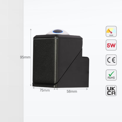 Rotatable Cubes LED Wall Light, Black, 3000K, Narrow Beam