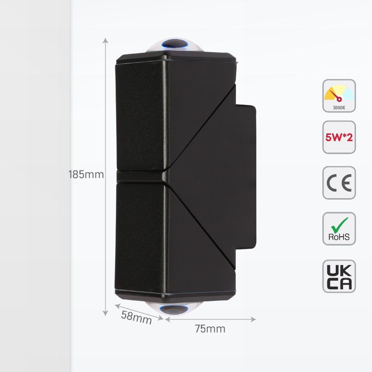 Rotatable Cubes LED Wall Light, Black, 3000K, Narrow Beam