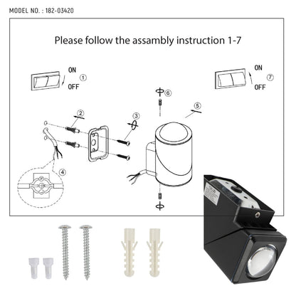 Rotatable Cubes LED Wall Light, Black, 3000K, Narrow Beam