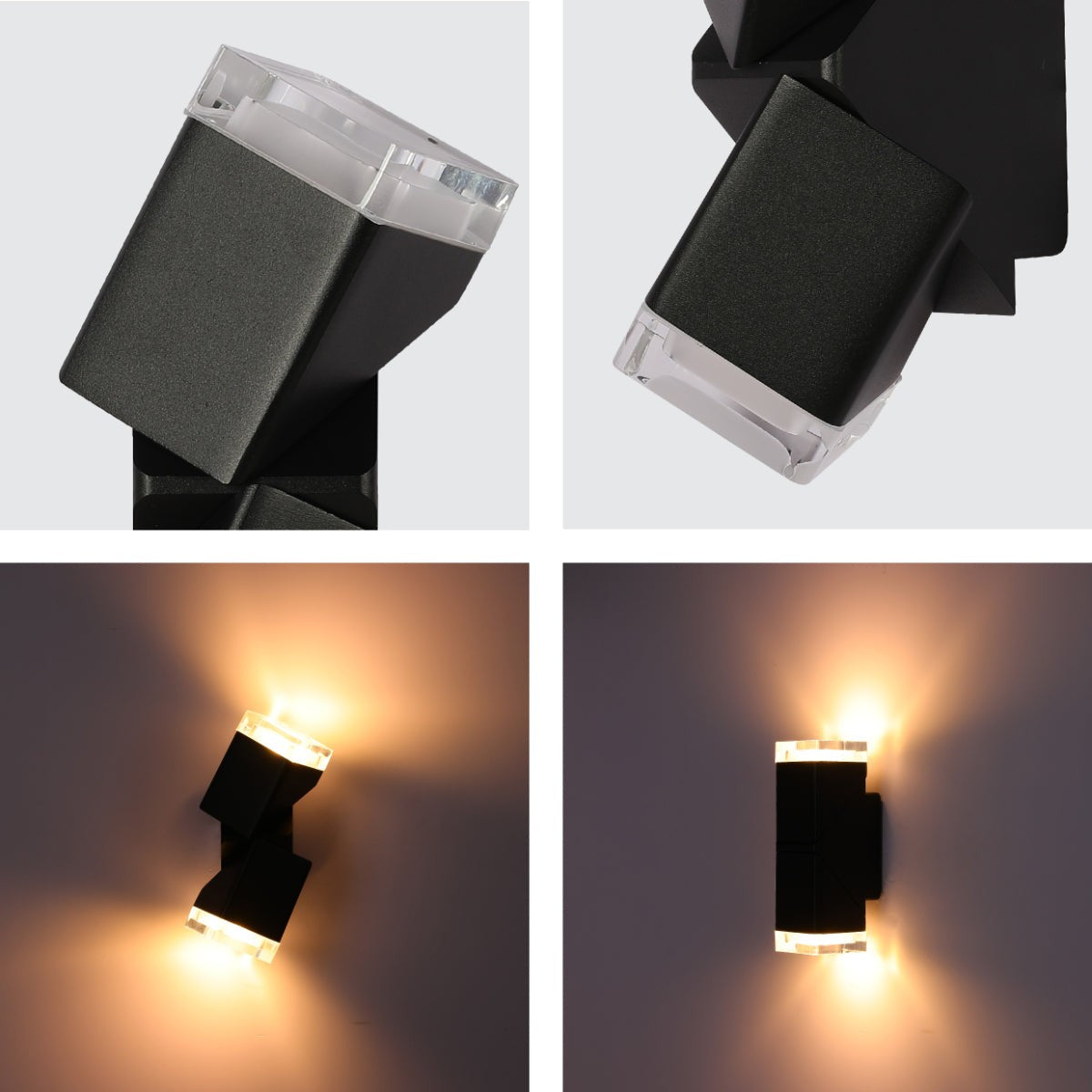 Rotatable Cubes Outdoor LED Wall Light Black 3000K Wide Beam