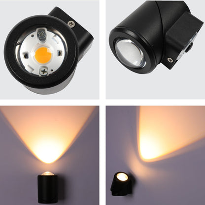 Rotatable Cylinder Outdoor LED Wall Light, Black, Narrow Beam