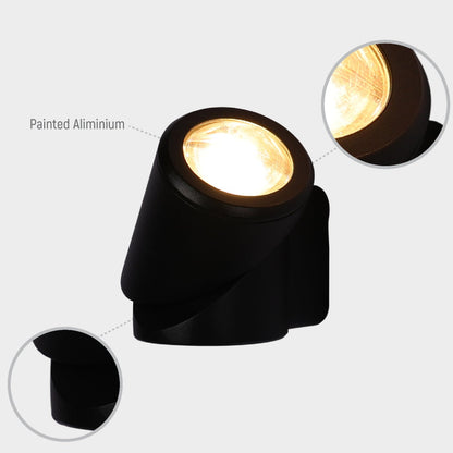 Rotatable Cylinder Outdoor LED Wall Light, Black, Narrow Beam