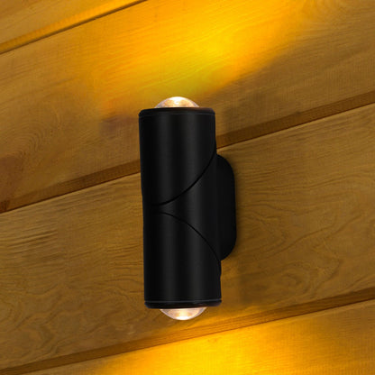 Rotatable Cylinder Outdoor LED Wall Light, Black, Narrow Beam