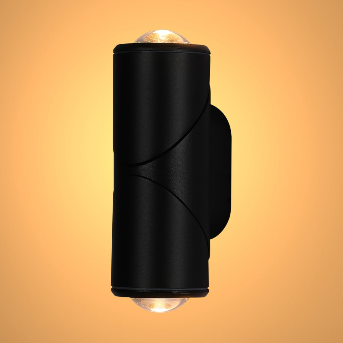 Rotatable Cylinder Outdoor LED Wall Light, Black, Narrow Beam