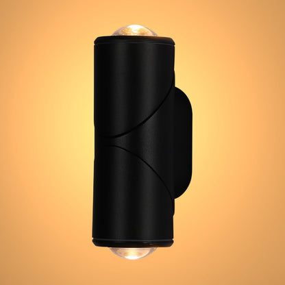 Rotatable Cylinder Outdoor LED Wall Light, Black, Narrow Beam