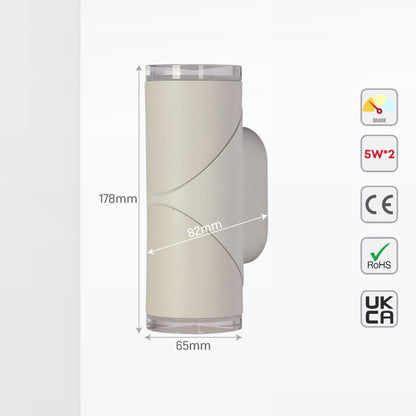 Rotatable Cylinders  Outdoor LED Wall Light White 3000K Wide Beam