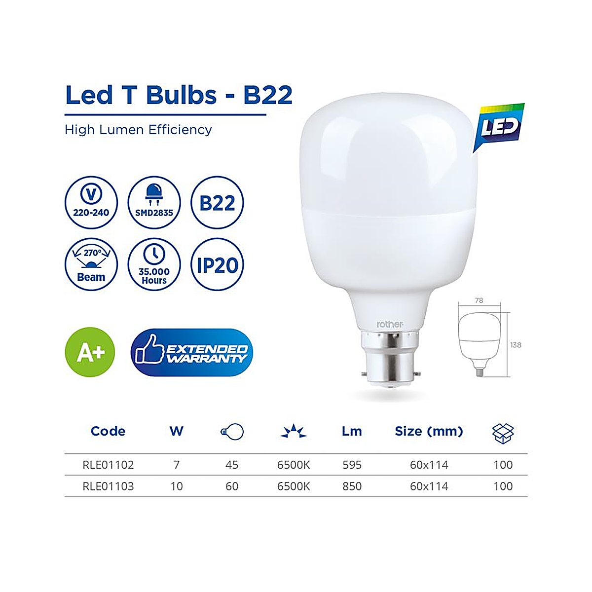 Rother LED T-Bulb (Corn Bulb)