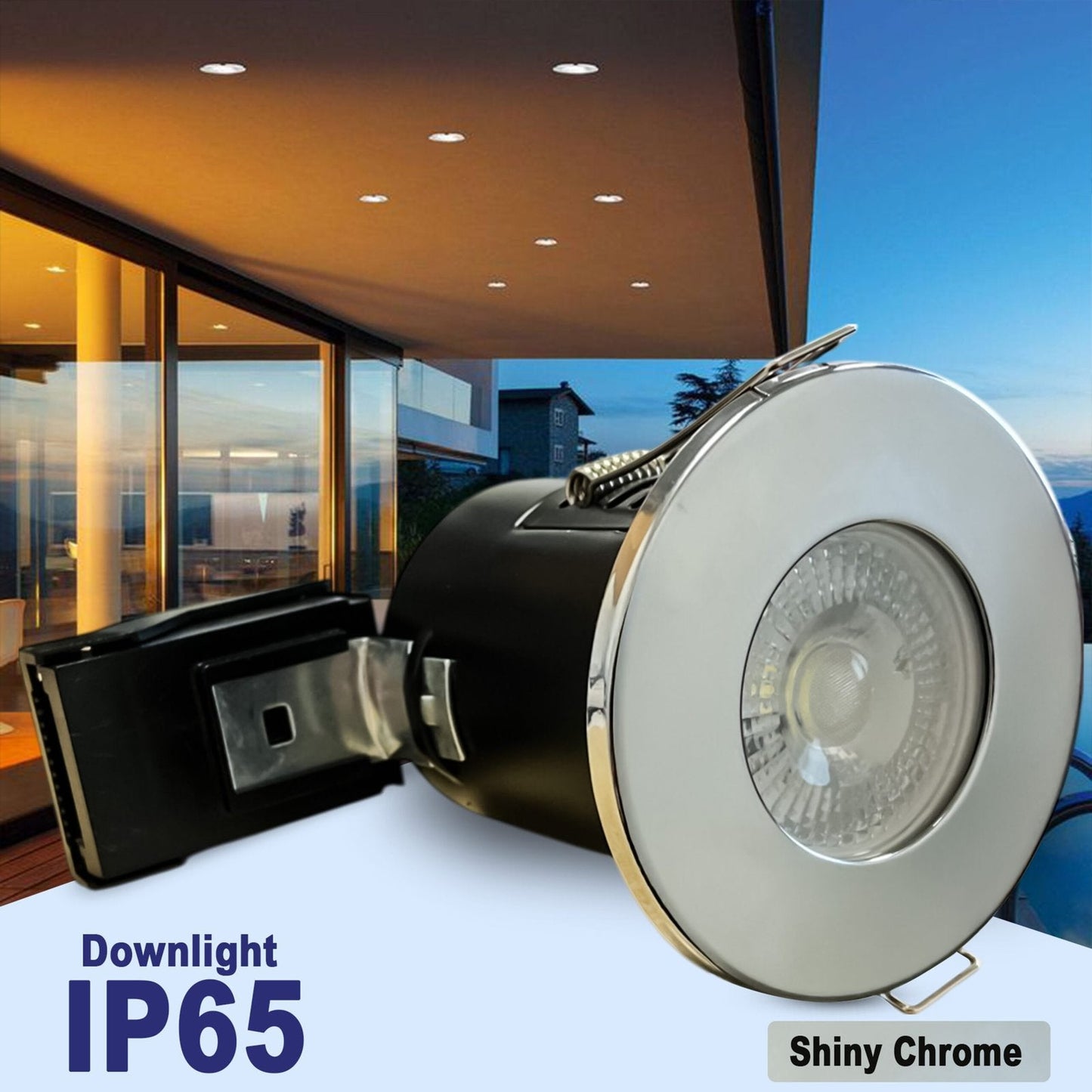 GU10 Holder Downlight IP65 35W – Shiny Chrome