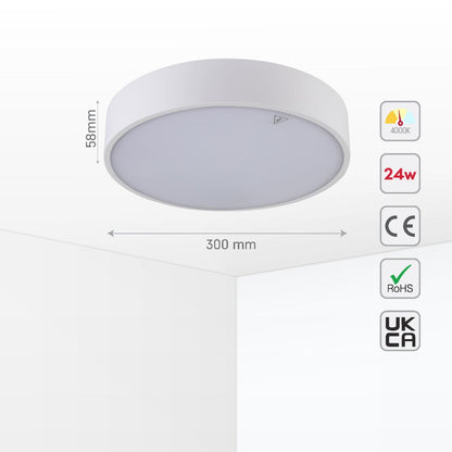 Sleek LED Bulkhead Light IP65 Ceiling Wall Interior Exterior 24W 4000K White