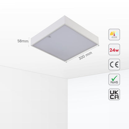 Sleek LED Bulkhead Light IP65 Ceiling Wall Interior Exterior 24W 4000K White
