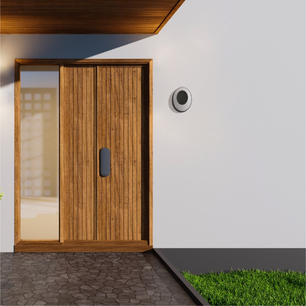 Solar Eclipse Black Plastic Modern LED Outdoor Wall Light 15W Warm White