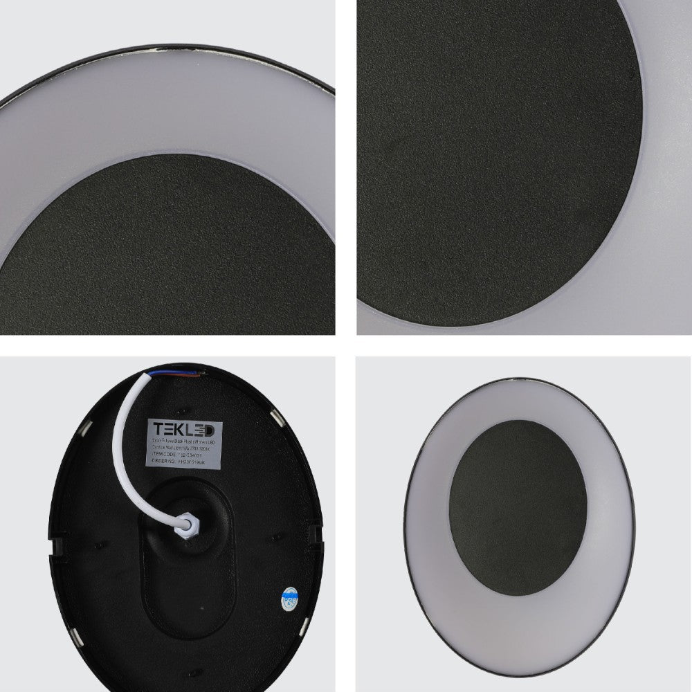 Solar Eclipse Black Plastic Modern LED Outdoor Wall Light 15W Warm White