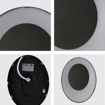 Solar Eclipse Black Plastic Modern LED Outdoor Wall Light 15W Warm White