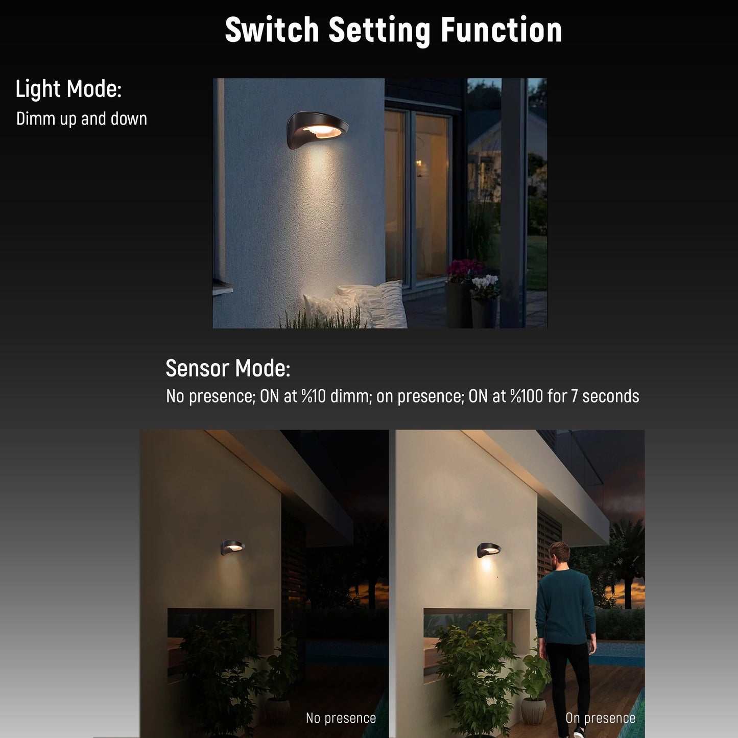Solar-Powered Curved Designer LED Wall Light, Motion Sensor, 3000K Warm White, Rechargeable for Outdoor Use