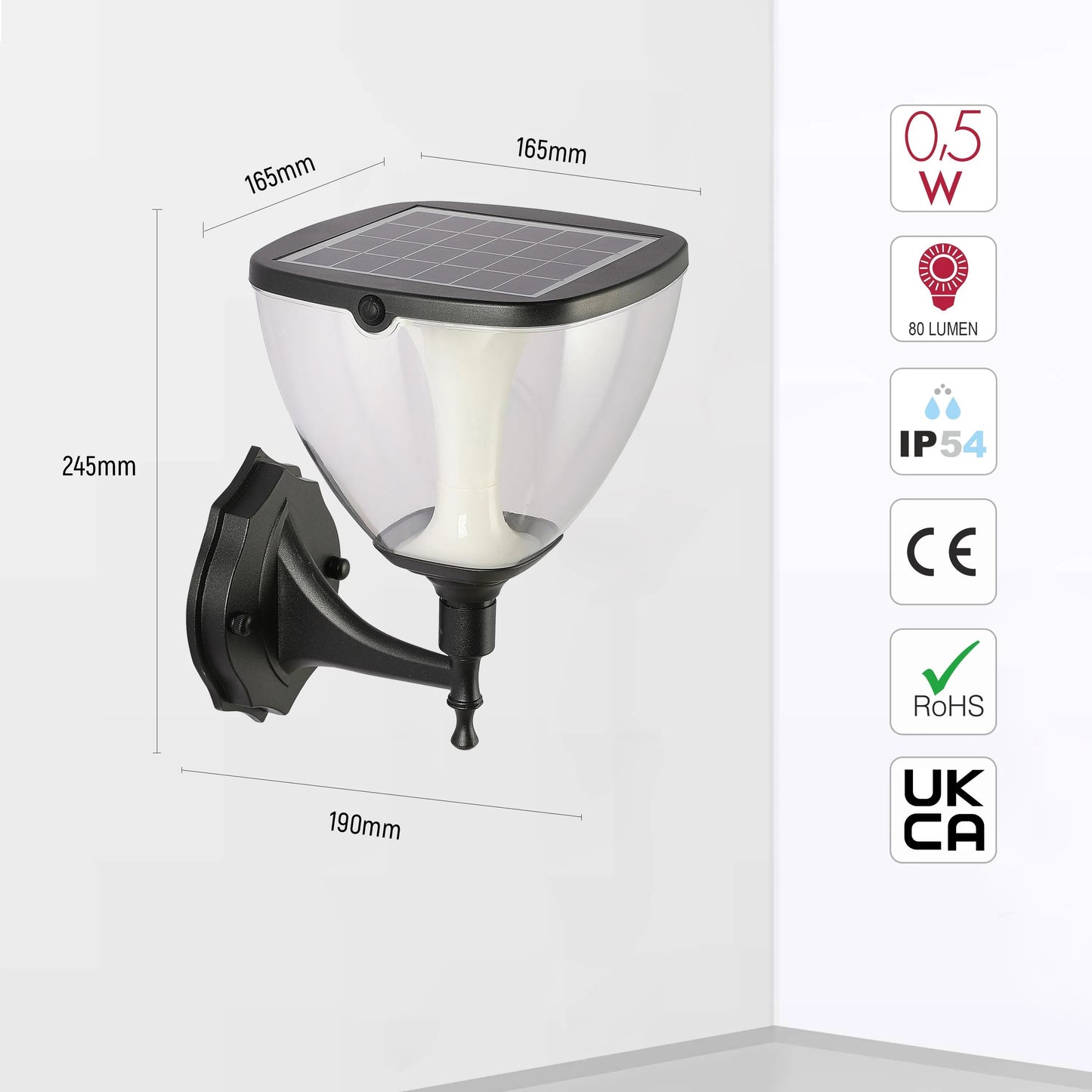 Solar Wall Lantern, Vintage-Inspired, 3CCT Colour, Motion Sensor, Rechargeable Outdoor Lighting