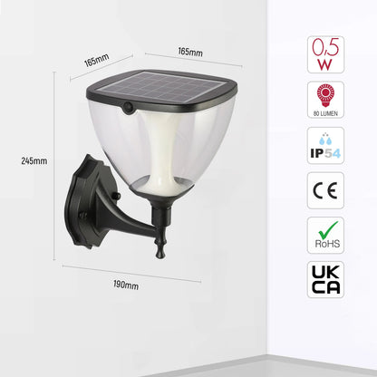 Solar Wall Lantern, Vintage-Inspired, 3CCT Colour, Motion Sensor, Rechargeable Outdoor Lighting