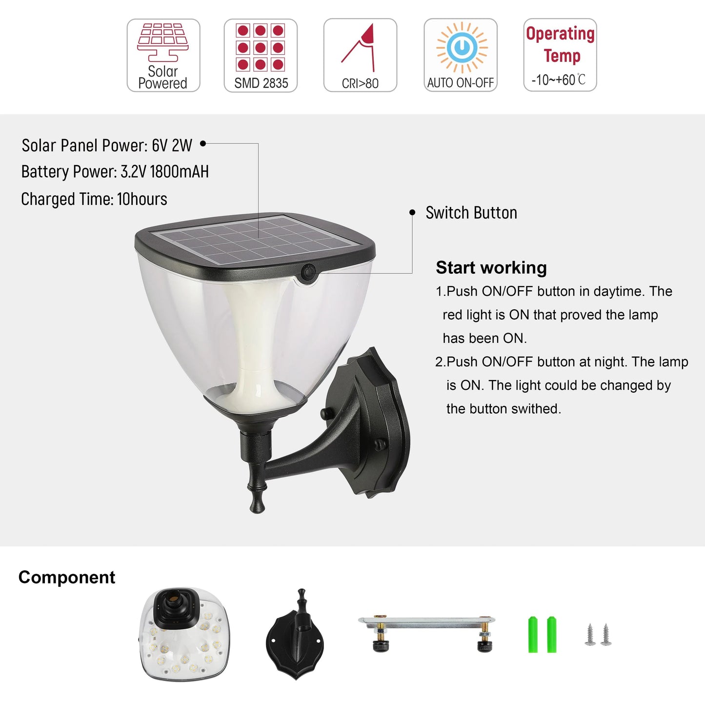 Solar Wall Lantern, Vintage-Inspired, 3CCT Colour, Motion Sensor, Rechargeable Outdoor Lighting