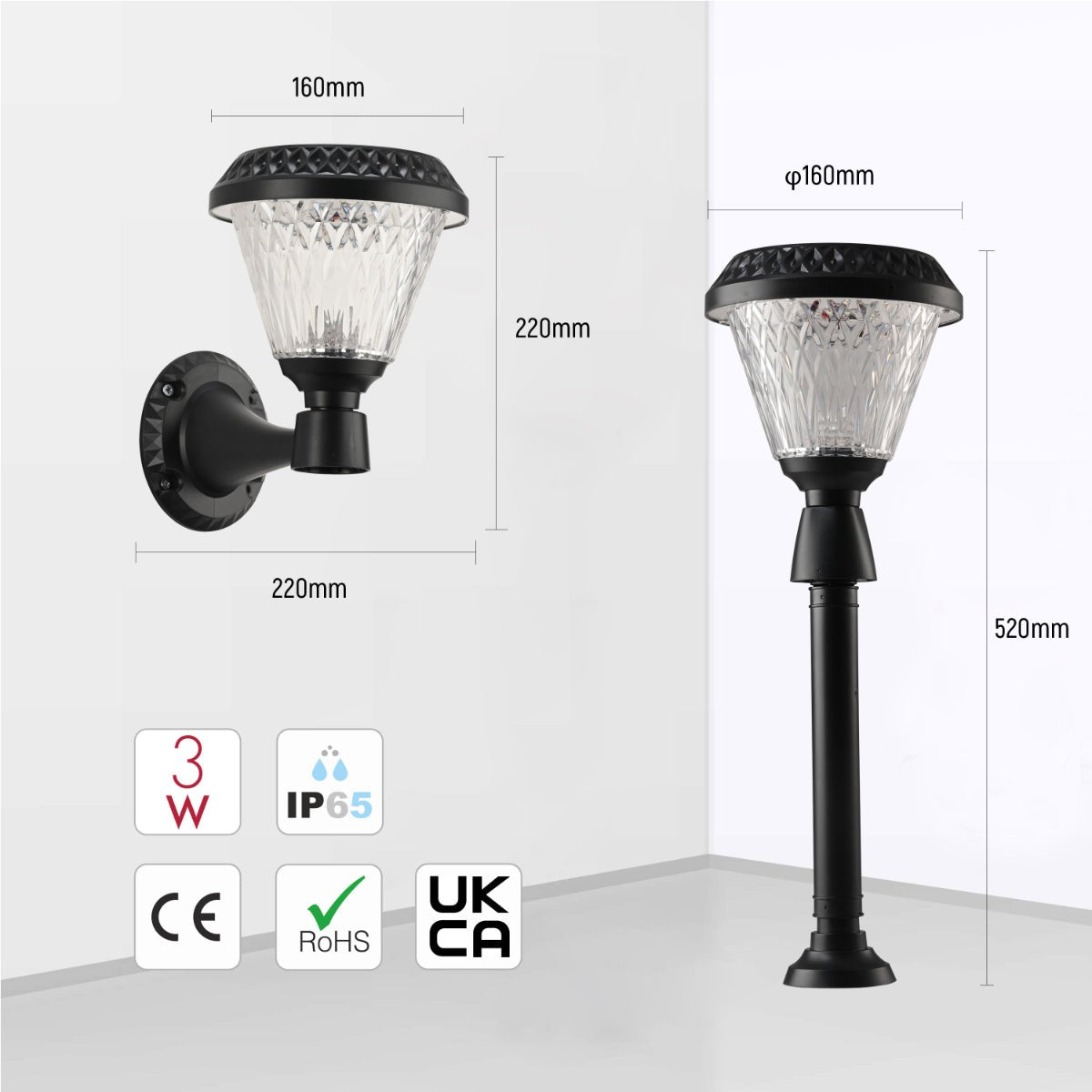Solar Wall Light Pier Mount Light Bollard Light 3 in 1