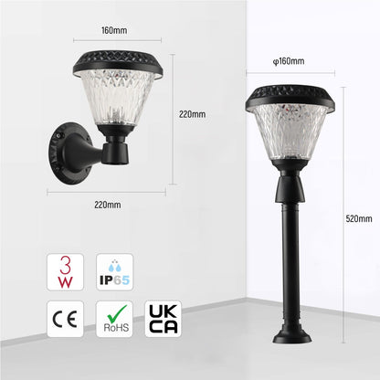 Solar Wall Light Pier Mount Light Bollard Light 3 in 1