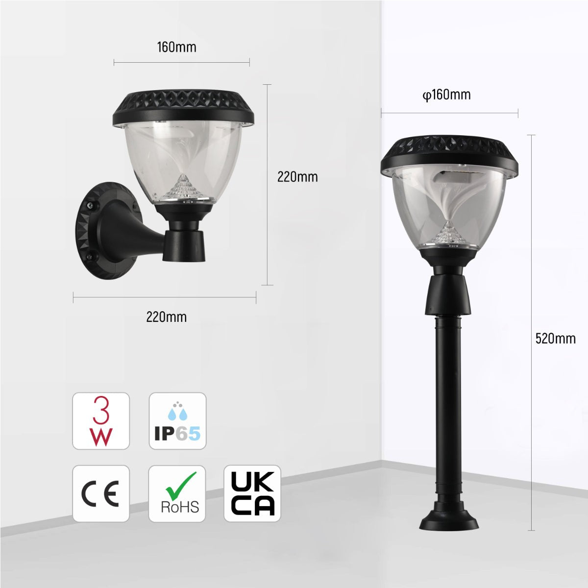 Solar Wall Light Pier Mount Light Bollard Light 3 in 1