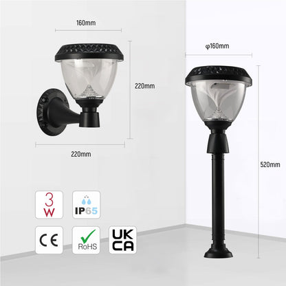 Solar Wall Light Pier Mount Light Bollard Light 3 in 1
