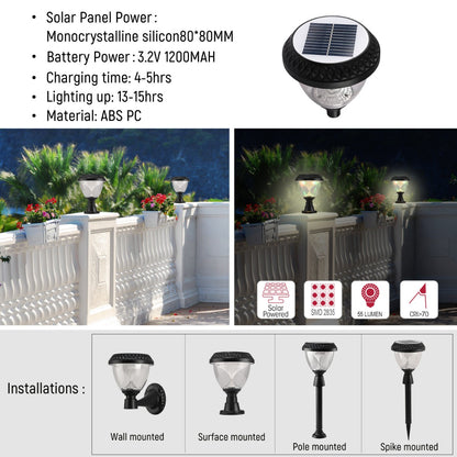 Solar Wall Light Pier Mount Light Bollard Light 3 in 1