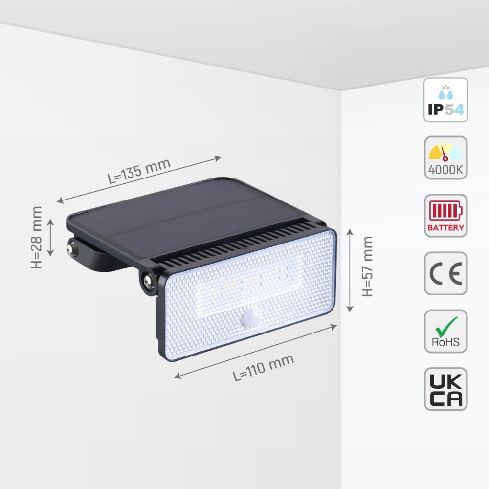 Solar-Powered LED Security Wall Light with PIR Sensor