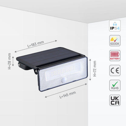 Solar-Powered LED Security Wall Light with PIR Sensor