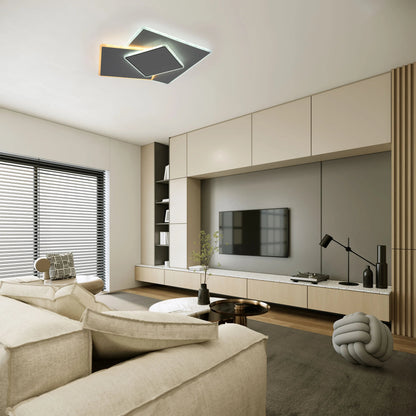 Staggered Trio Square LED Ceiling Light, CCT Tunable with Remote, 72W, Flush Mount