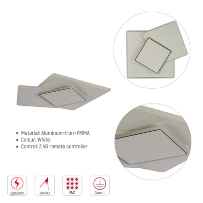 Staggered Trio Square LED Ceiling Light, CCT Tunable with Remote, 72W, Flush Mount