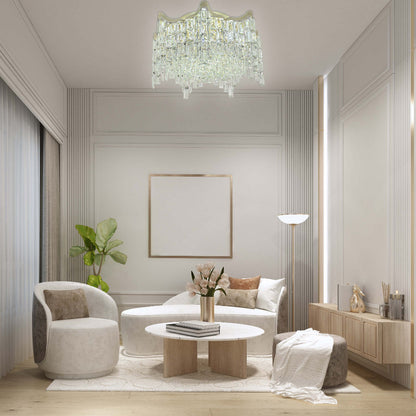 Star Crystal Flush Chandelier Ceiling Light