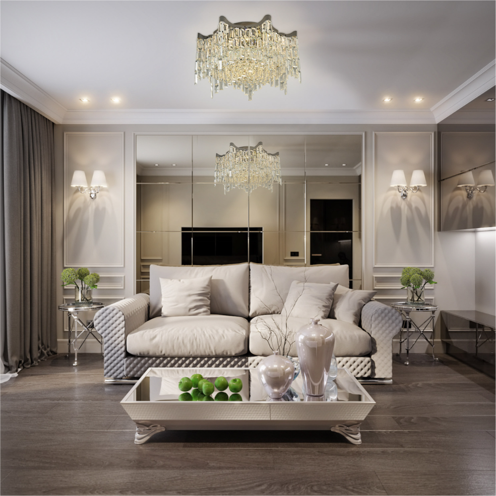 Star Crystal Flush Chandelier Ceiling Light