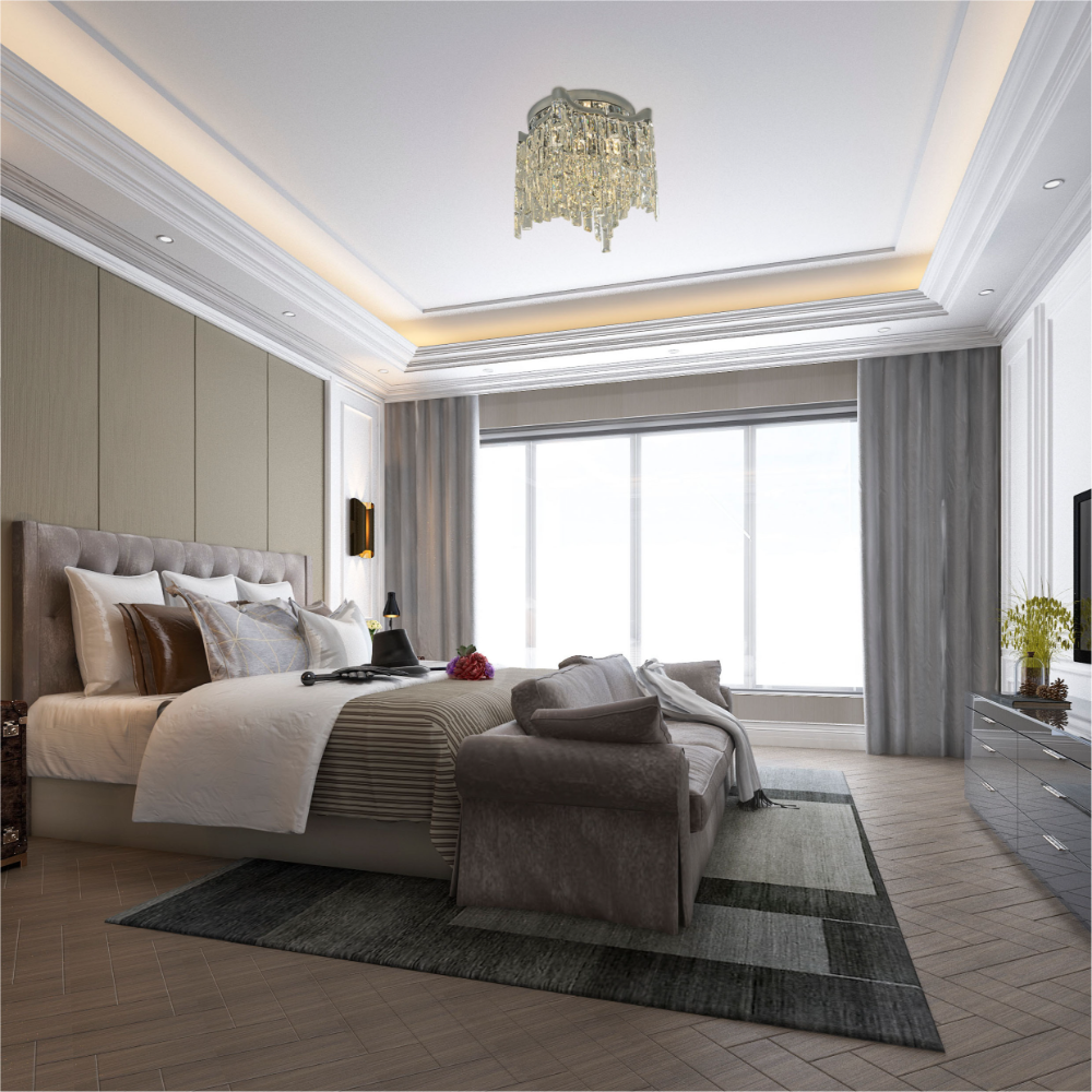 Star Crystal Flush Chandelier Ceiling Light
