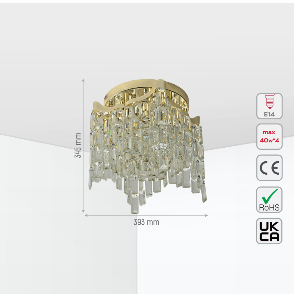 Star Crystal Flush Chandelier Ceiling Light