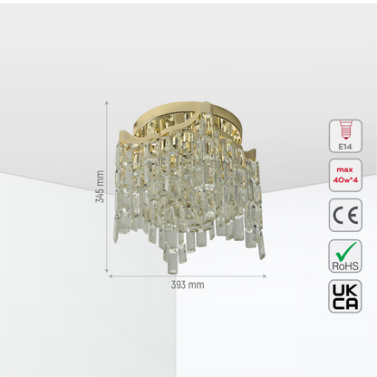 Star Crystal Flush Chandelier Ceiling Light