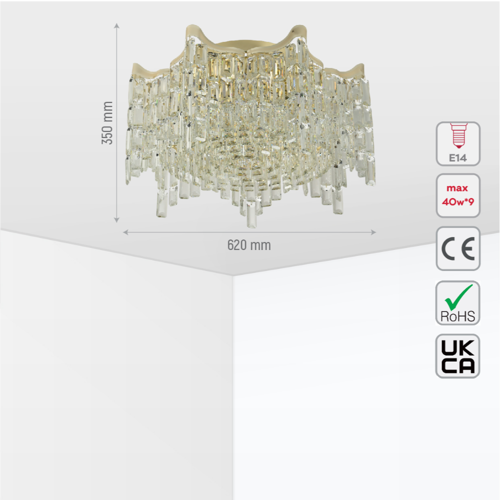 Star Crystal Flush Chandelier Ceiling Light