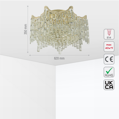 Star Crystal Flush Chandelier Ceiling Light